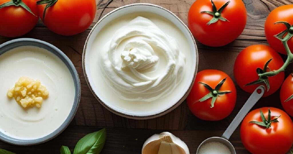 Hauptzutaten für die perfekte Schlagsahne-Tomatensauce